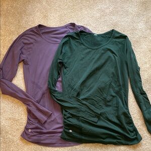 Athleta Momentum Seamless Long Sleeve Tops in Green and Purple
